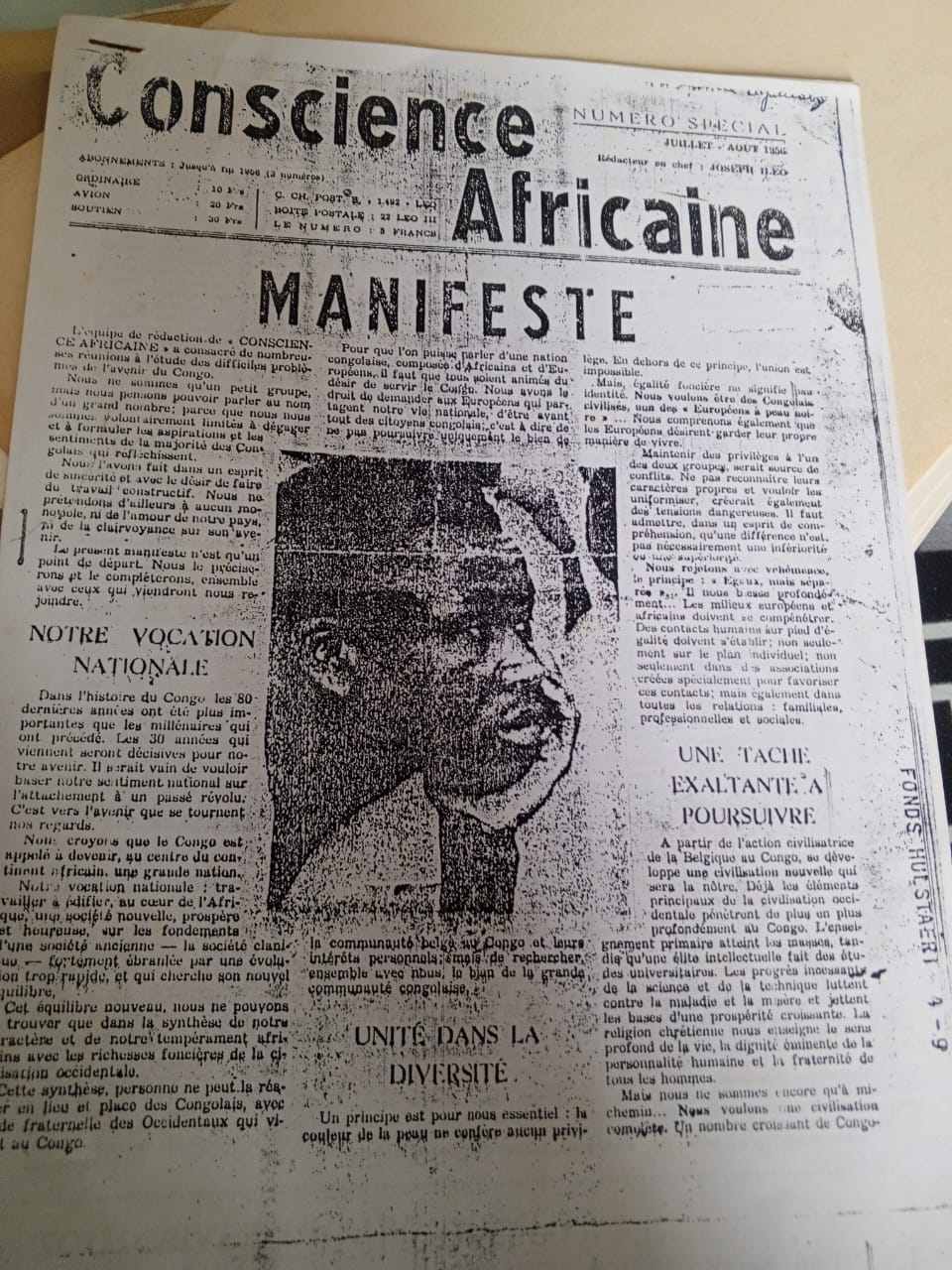 Le Manifeste Conscience Africaine de 1956